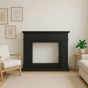 Mpc Cornice Camino Lipari Nero Nero Profondo Cornice Caminetti Lipari Nero Per Inserto Elettrico Caminetto Vulcano o Bruciatore Esistente In Legno Mdf Design Elegante Per Tutti Gli Ambienti