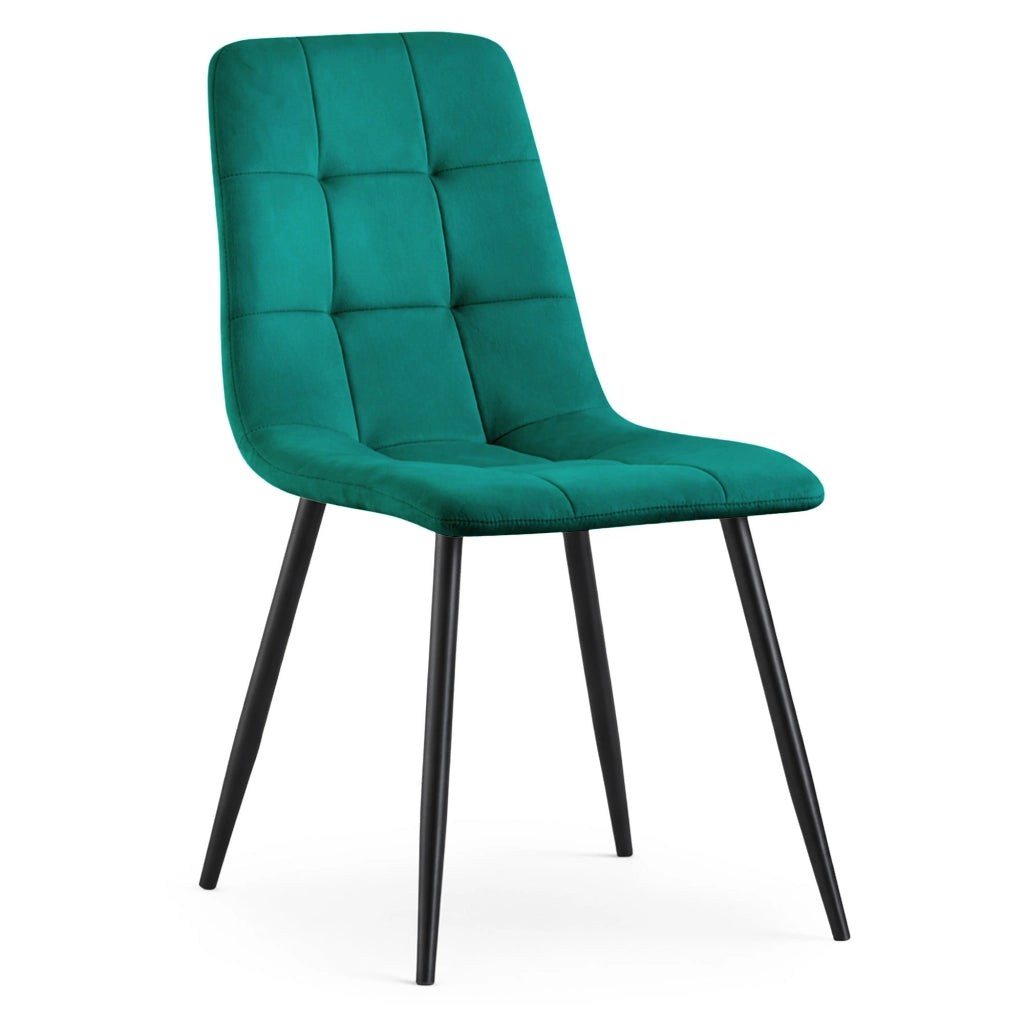 Sedia in velluto trapuntata NERO Verde Bottiglia gambe nere