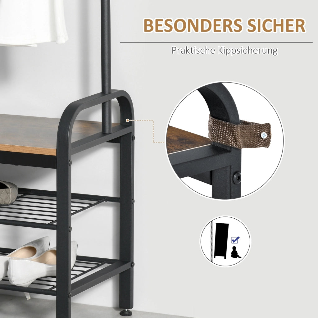 Appendiabiti con scaffale per scarpe ¨C zephmum ¨C MDF nero 72x34x185 cm
