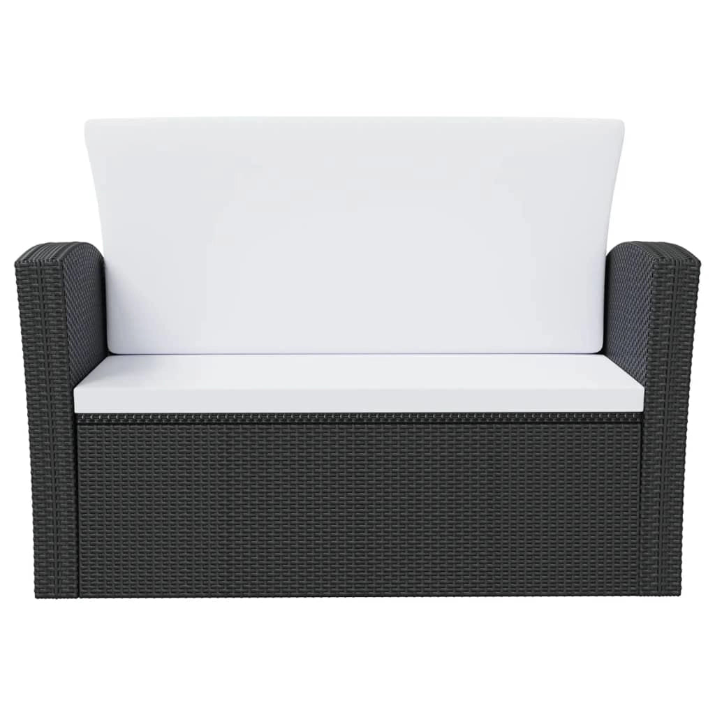 Set di mobili da giardino mobili da esterno 8 pezzi con cuscini resina intrecciata nera 02_0017732