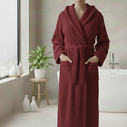 Satoka, Accappatoio 100% Cotone con Cappuccio, Rosso Bordeaux
