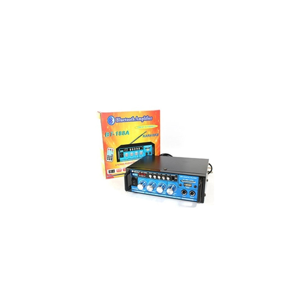Trade Shop - Amplificatore Audio 12v 220v Usb Sd 2 Microfoni Mp3 Fm Casa Auto Karaoke Bt188a -