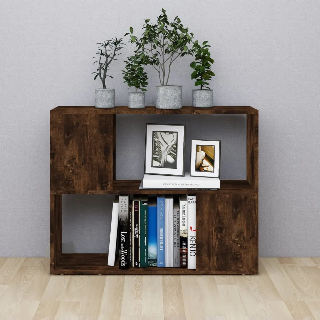Libreria Divisorio-Scaffale per Libri-Mobile di Stoccaggio Rovere Fumo 80x24x63 cm