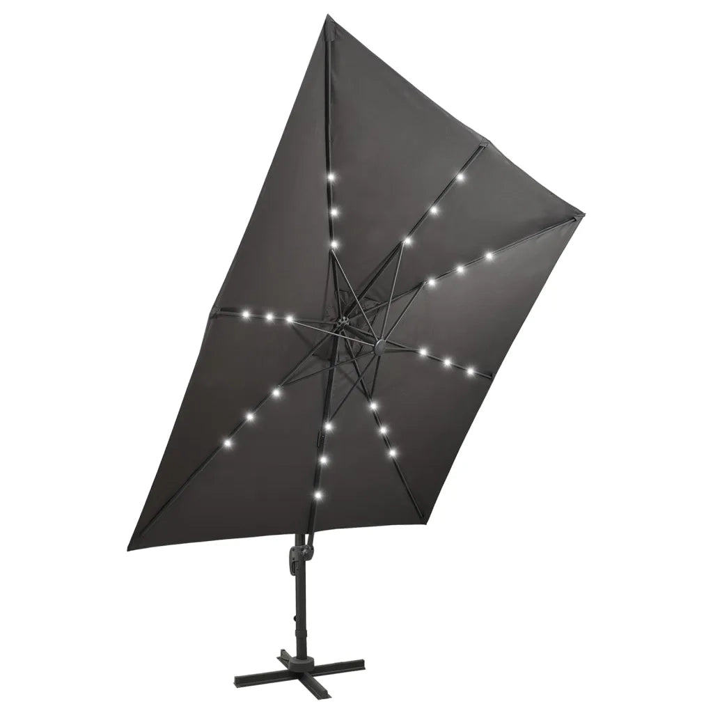 Ombrello | Parasolne a Sbalzo con Palo e Luci a LED Antracite 300 cm