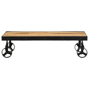 Tavolino da Salotto con Ruote Legno Massello Mango 100x55x26 cm 371683