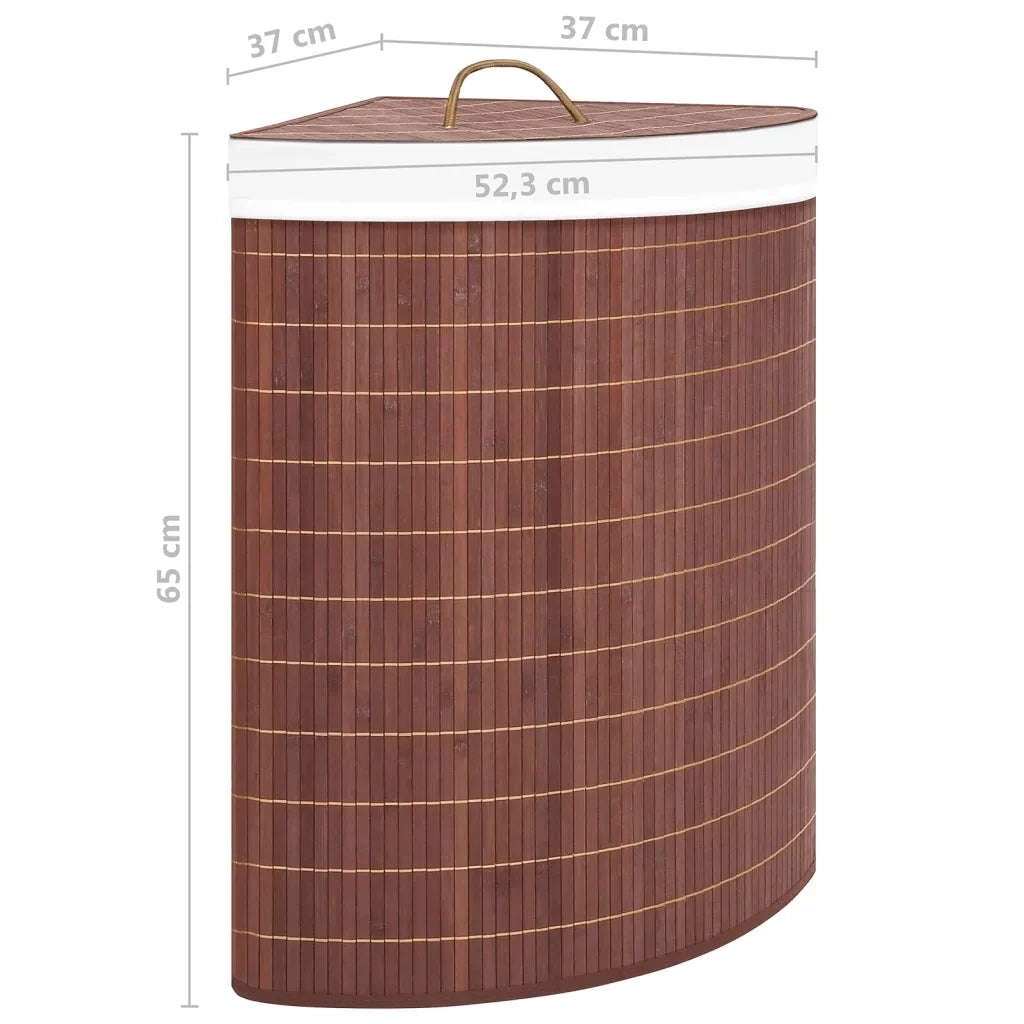 Cesto Portabiancheria Angolare in Bambù Marrone 60 L 320760