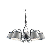 Lampadario Classico Ravenna Metallo E Ceramica Nero Sfumato Argento 5 Luci E14