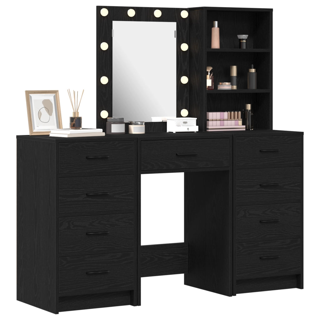Set Trucco 3 Pezzi con LED in Legno Nero