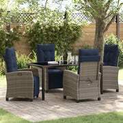 Set da Pranzo per Giardino con cuscino 5 pcs Grigio polyrattan