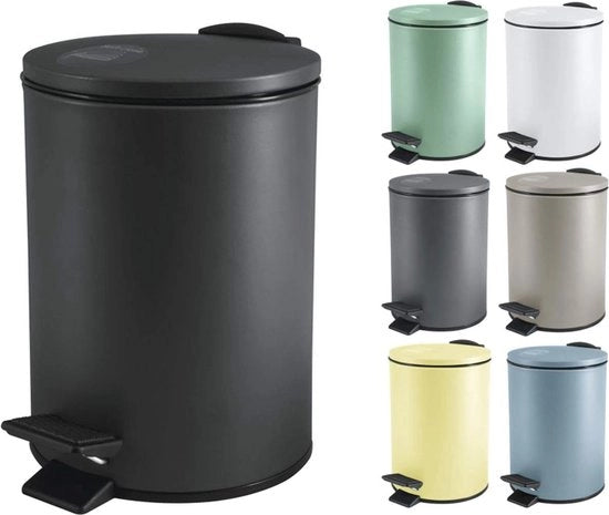 Afvalemmer 3 o 5 Litri - Acciaio Inossidabile con Chiusura Morbida per Bagno e Cucina