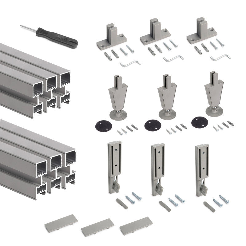 Kit di 3 mensole con staffe e supporti a parete Jagmet, lunghezza 280 mm, Acciaio, Verniciato bianco