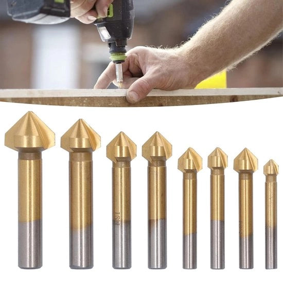 Set di punteria a 8 pezzi 90° a forma a sei punte - rivestimento in titanio - resistente all'ossidazione.