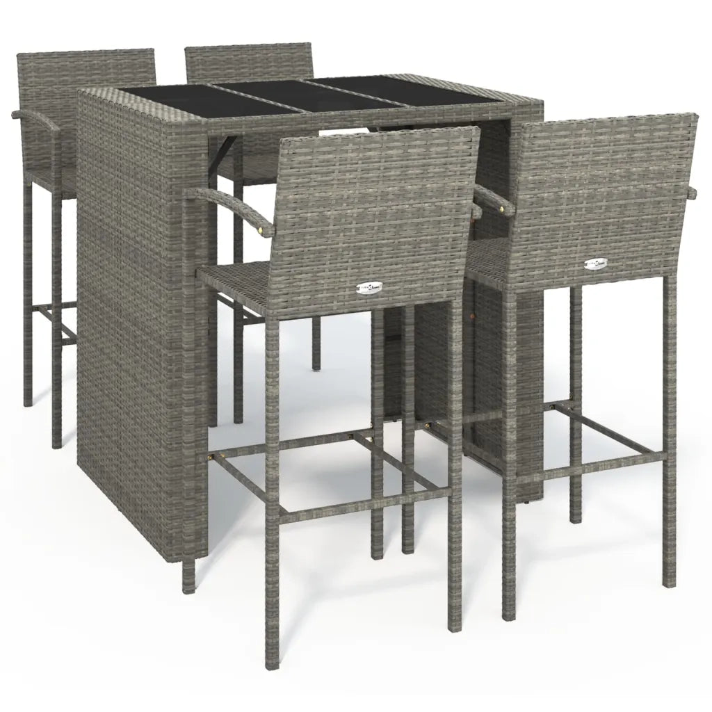 Set da Bar da Giardino 5 pz Grigio in Polyrattan 3187667