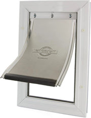 Porta cani e gatti in alluminio - Porta flessibile con telaio in alluminio, chiusura magnetica, riduzione del passaggio d'aria - 2 opzioni di chiusura - Inclusa piastra di chiusura - Per animali domestici fino a 7 kg - Dimensione S