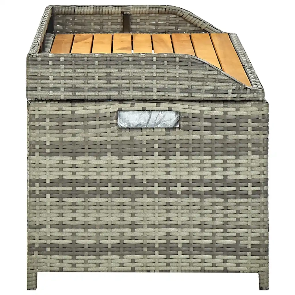 Panca da Giardino con Vano Portaoggetti 120cm Polyrattan Grigio 46481