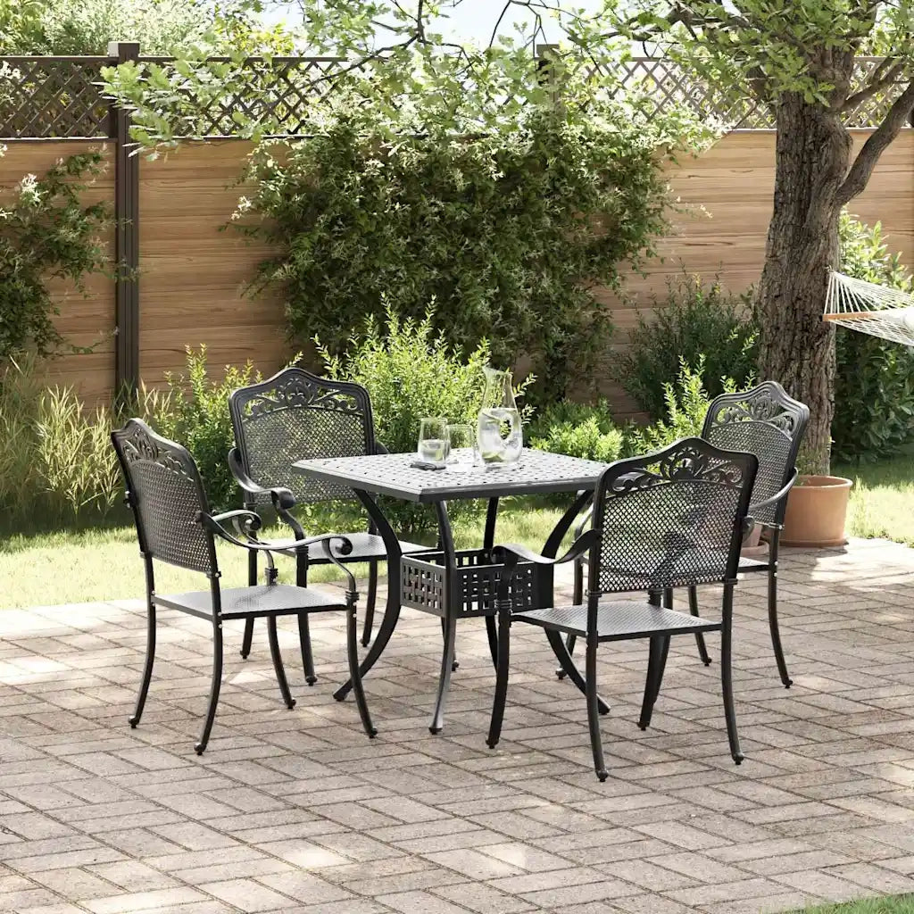Set di Tavolo da Giardino 5 pcs Nero Alluminio pressofuso 3334745