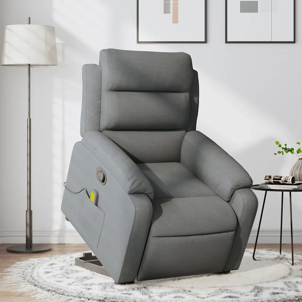 Poltrona Alzapersona Massaggi Reclinabile Grigio Scuro Tessuto 3204993