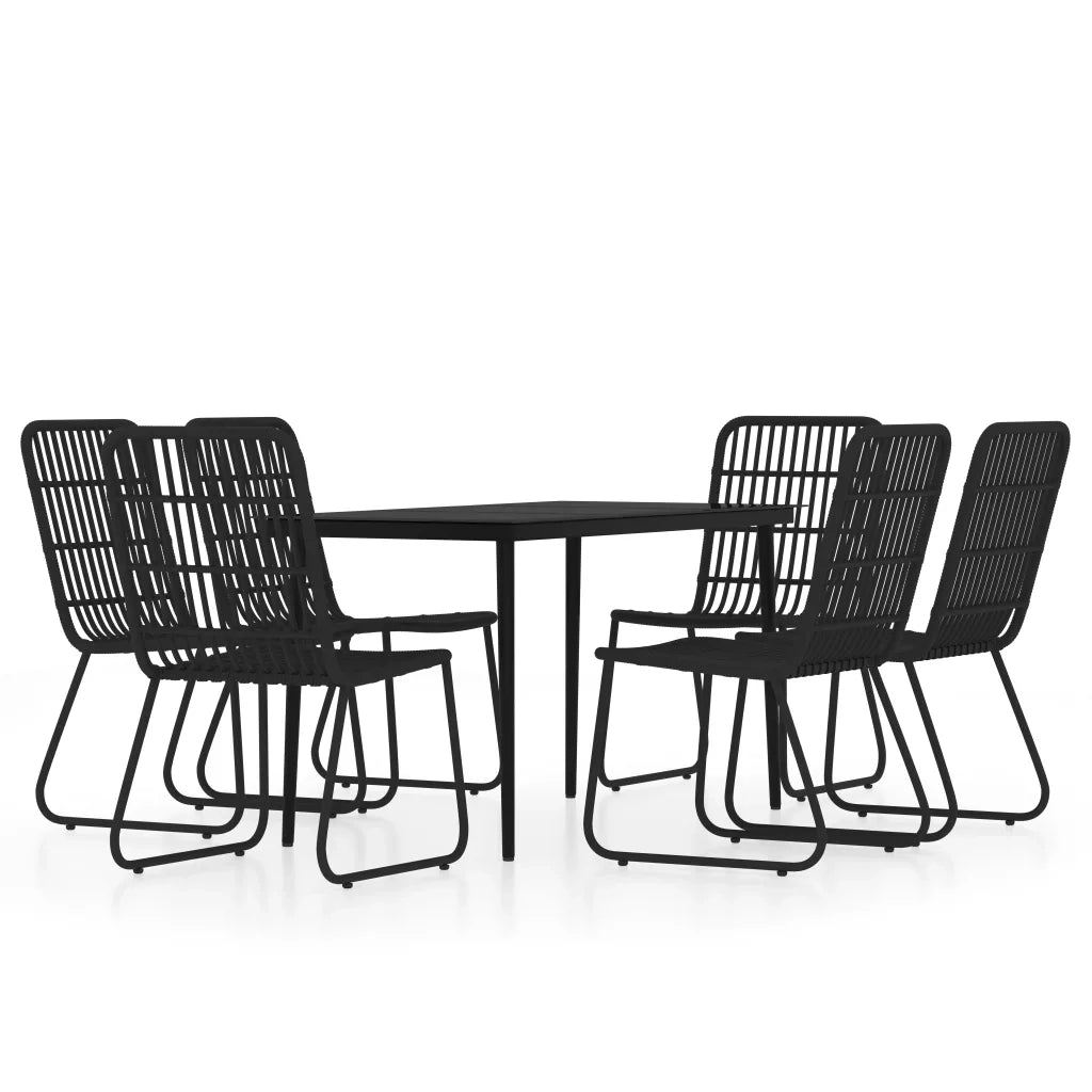 Set Mobili da Pranzo per Giardino 7 pz Nero cod mxl 37723