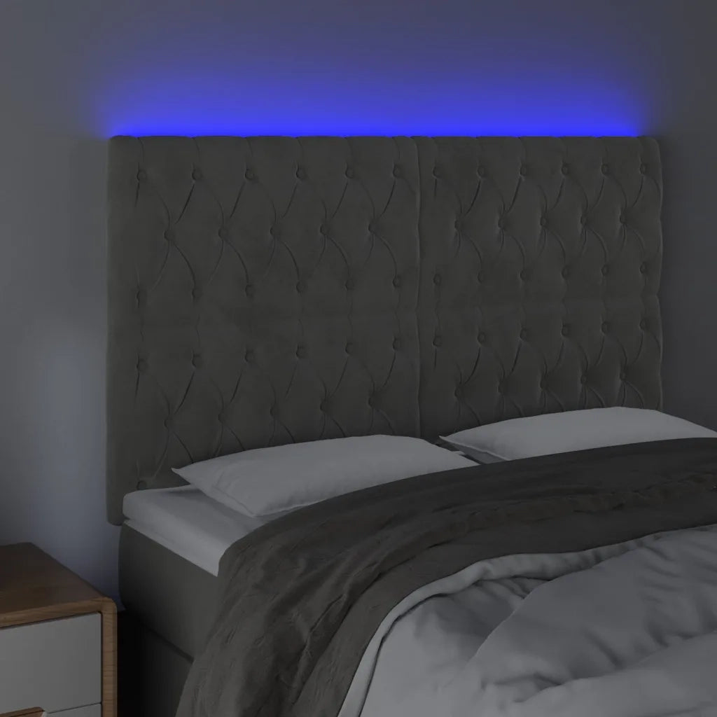 Testiera | Testata a LED Grigio Chiaro 144x7x118/128 cm in Velluto