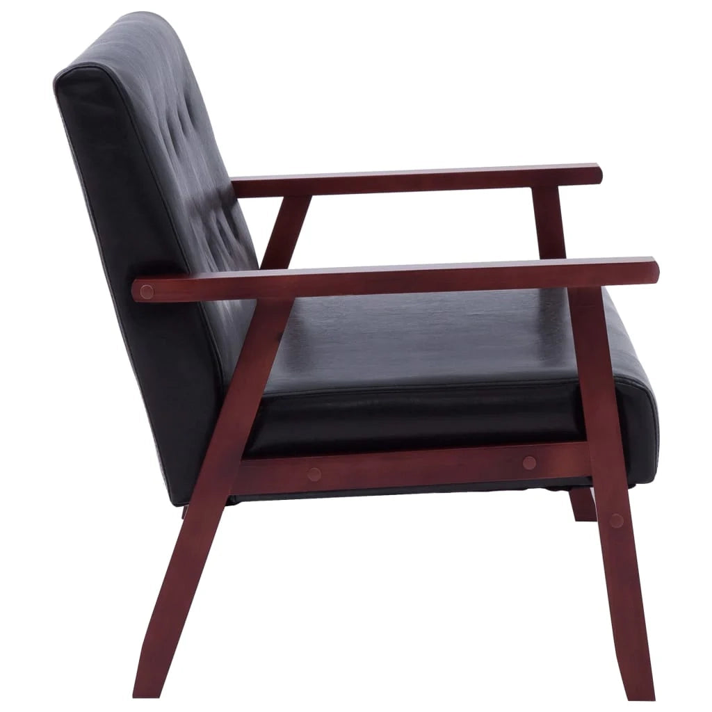 Set di divani in similpelle nera da 2 pezzi 02_0019641