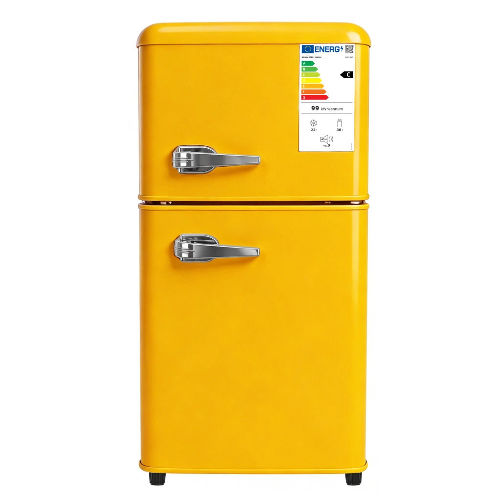 FRIGORIFERO DOPPIA PORTA 60 L Giallo in plastica e acciaio