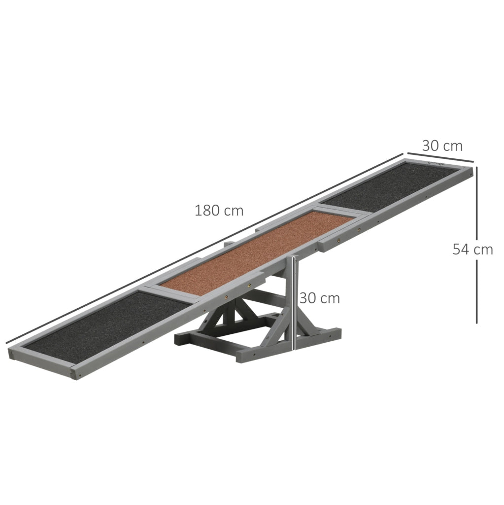 Rampa basculante agility per cani 180x30x30 cm grigia in legno