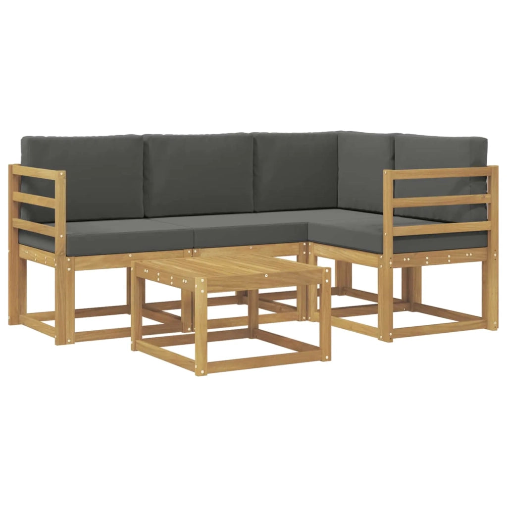 Set di divani da esterno con cuscino 5 pcs Bianco e Antracite