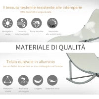 Set 2 Sdraio da Giardino Pieghevoli, Lettino Prendisole in Alluminio e Textilene, 61x165x63 cm