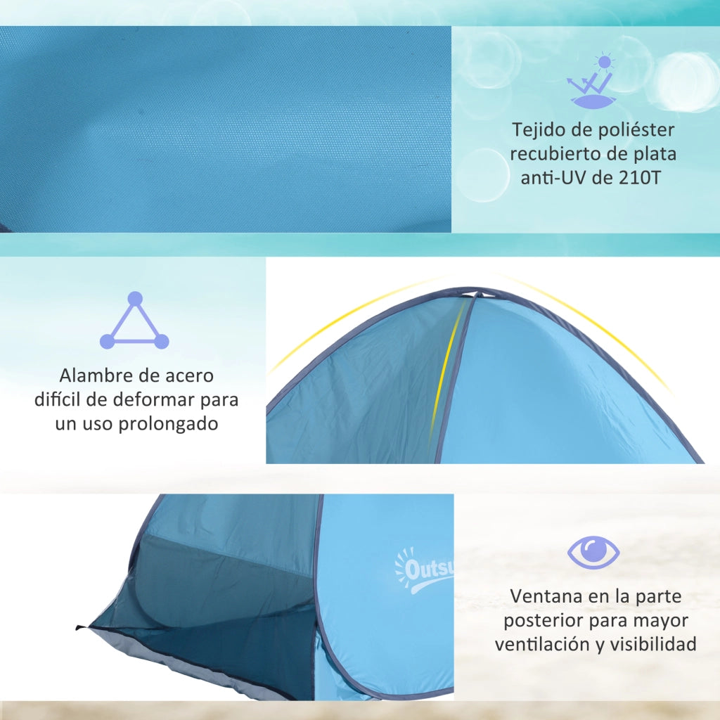 Tienda da spiaggia pop-up per 2-3 persone con protezione UV ¨C Zephmum ¨C 200x150x119 cm blu