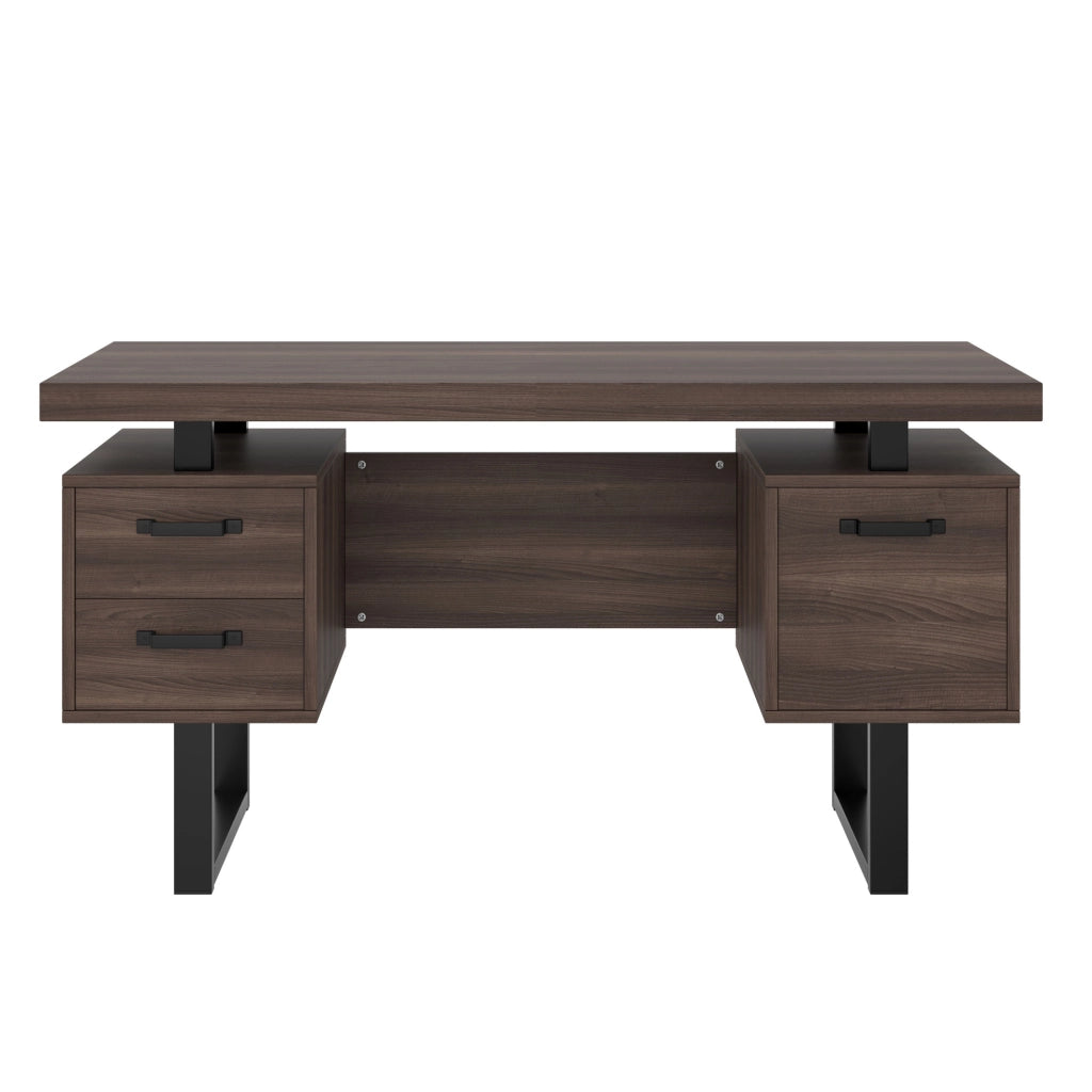 Scrivania da ufficio 135 x 54 cm con cassetti e vano raccoglitori