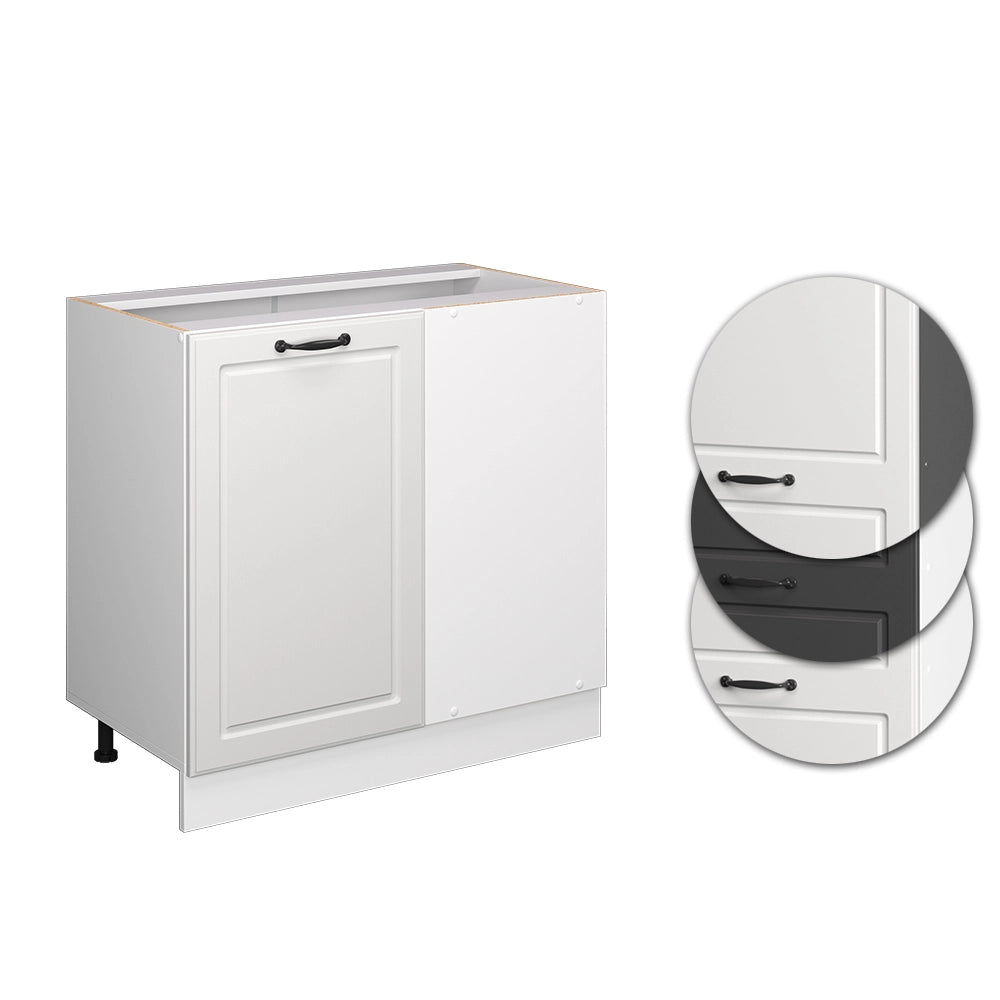 Mobile ad angolo cucina R-Line Bianco rustico/Bianco 86 cm senza piano di lavoro Vicco