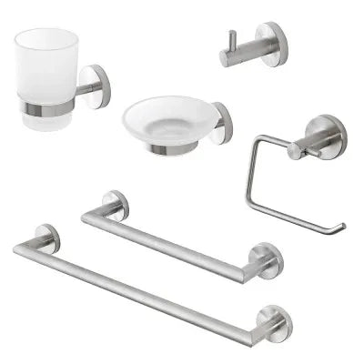 Set accessori a muro 6 pezzi in acciaio inox satinato e viti incluse  Galassia