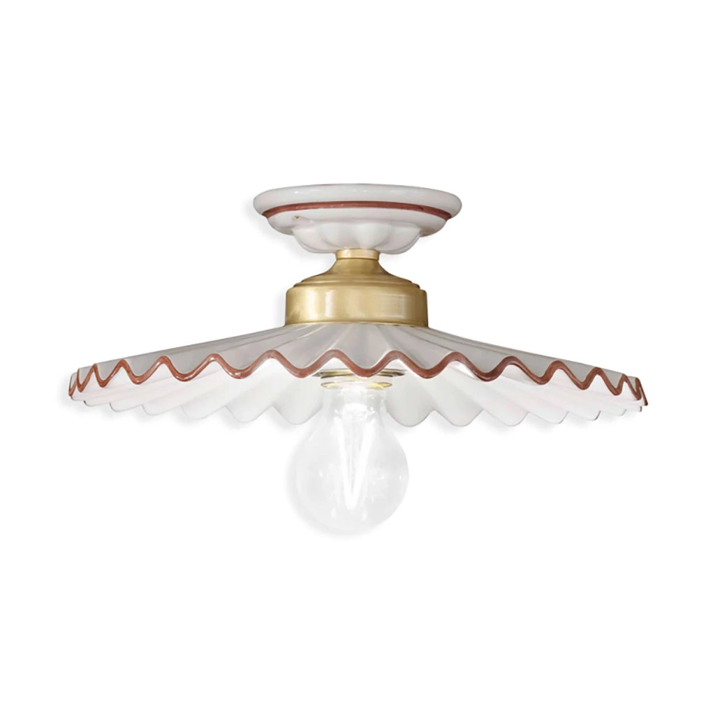 Plafoniera Classica L&aposAquila Ottone E Ceramica Decorato Diam. 31Cm Luce E27