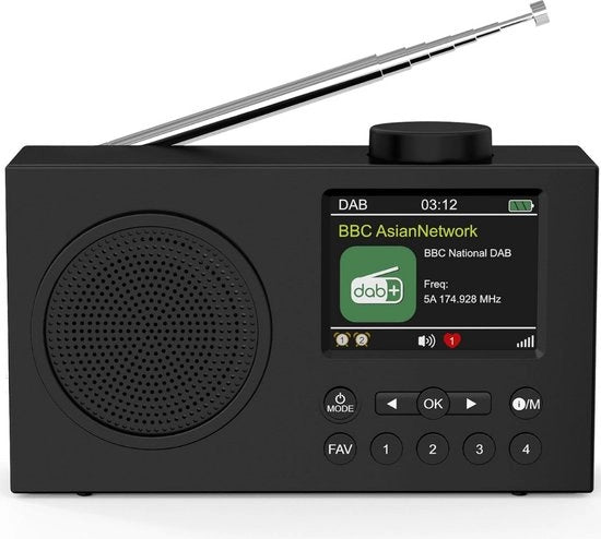 Radio portatile DAB, radio DAB Plus digitale, radio FM, piccola radio da cucina con alimentazione via cavo e batteria, sveglia a doppio allarme, timer di sonno, 40 canali preimpostati, display a colori da 2,4 pollici