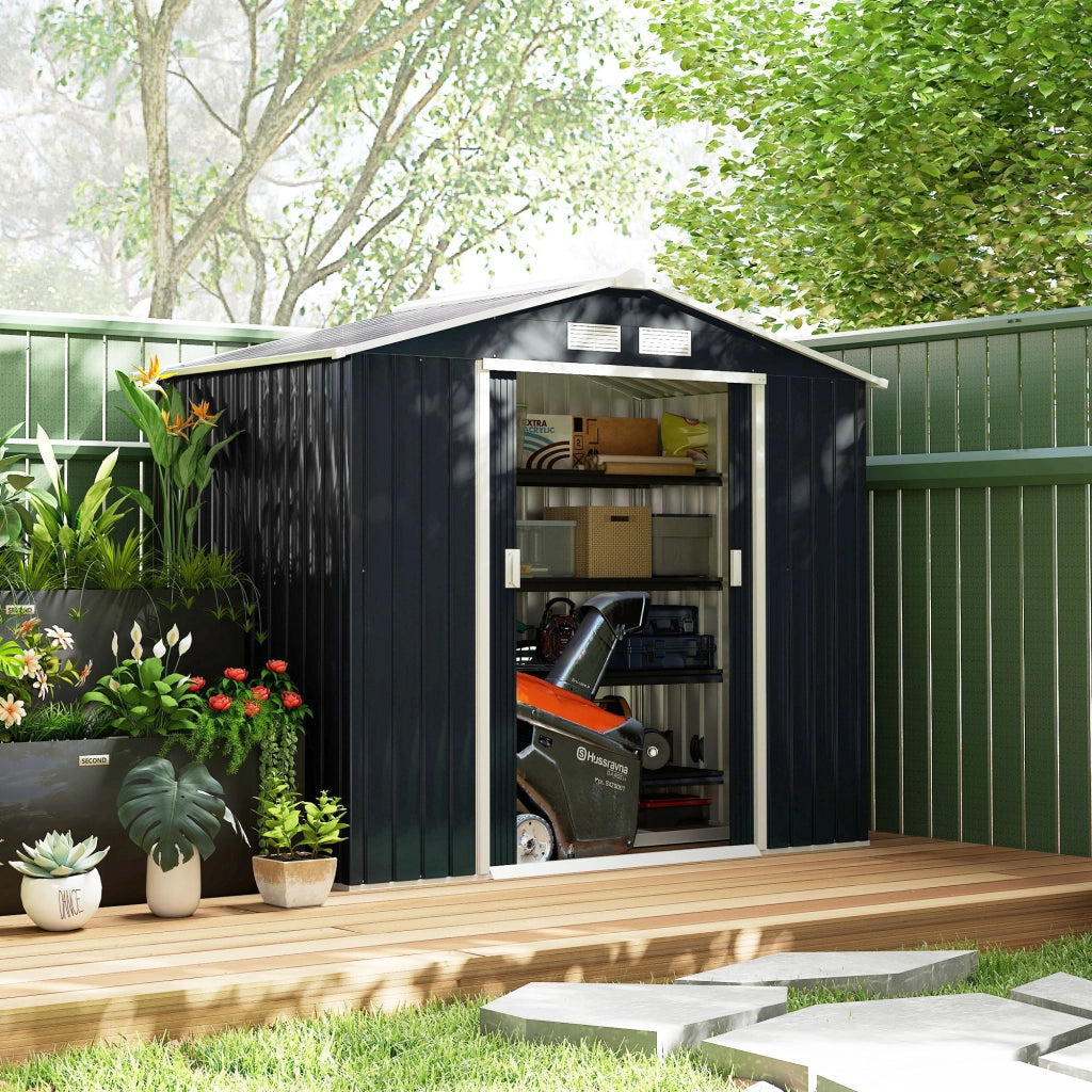 Capanno da Giardino ¨C zephmum ¨C 213x130x185 cm Grigio Scuro Metallo