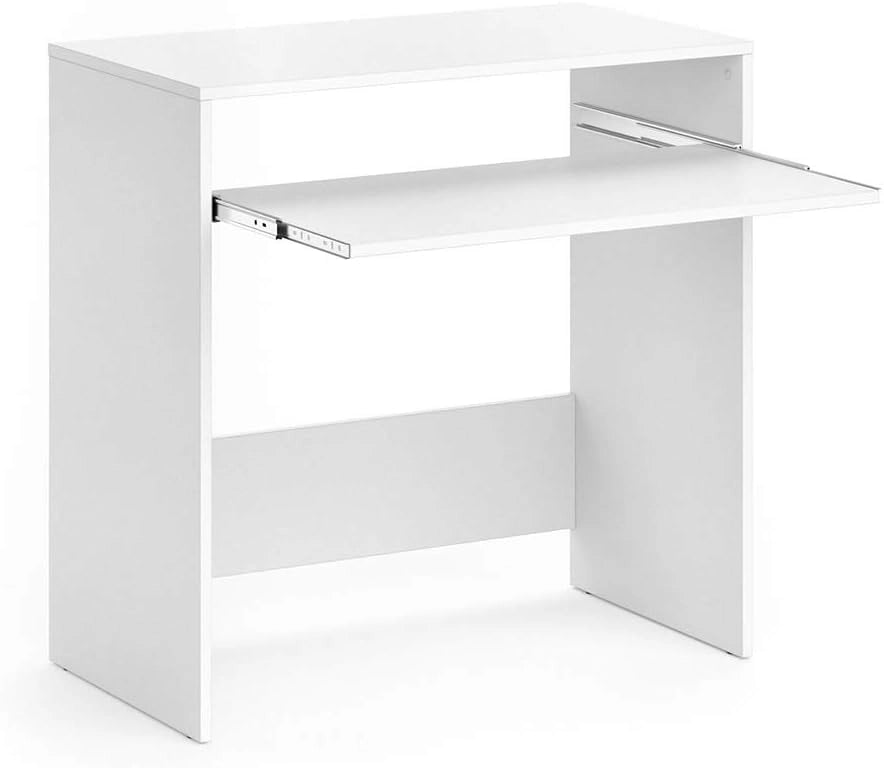 Scrivania Nils, Bianco, 79 x 43 cm, con ripiano estraibile per tastiera per utilizzo come postazione di lavoro