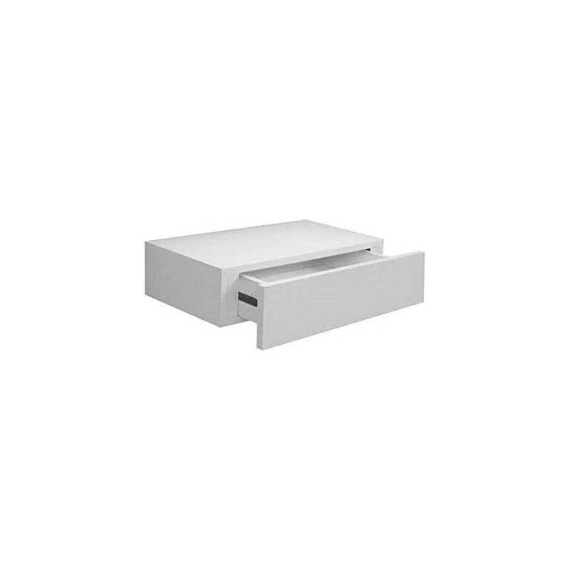 MENSOLA CON CASSETTO DA PARETE SISTEMA REGGIMENSOLA A SCOMPARSA COLORE BIANCO IN LEGNO MDF 40X24X10 CM