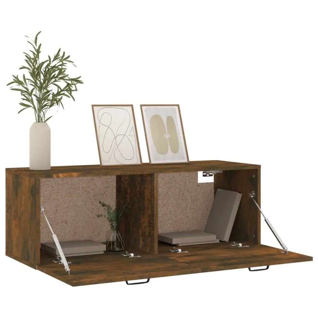 Mobile Pensile Rovere Fumo 100x36,5x35 cm Legno Multistrato 817612