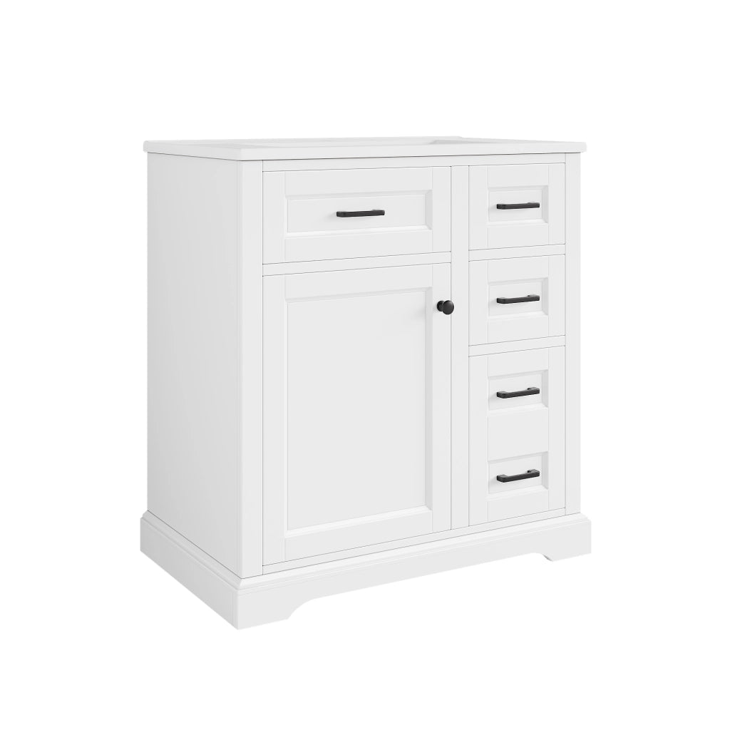 Mobile bagno sospeso a terra con lavabo in ceramica integrato, finitura laccata bianca, 76 x 47 x 82 cm