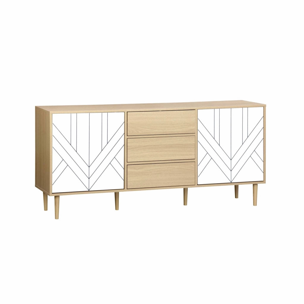 Credenza a 2 ante effetto legno, 160cm, bianco