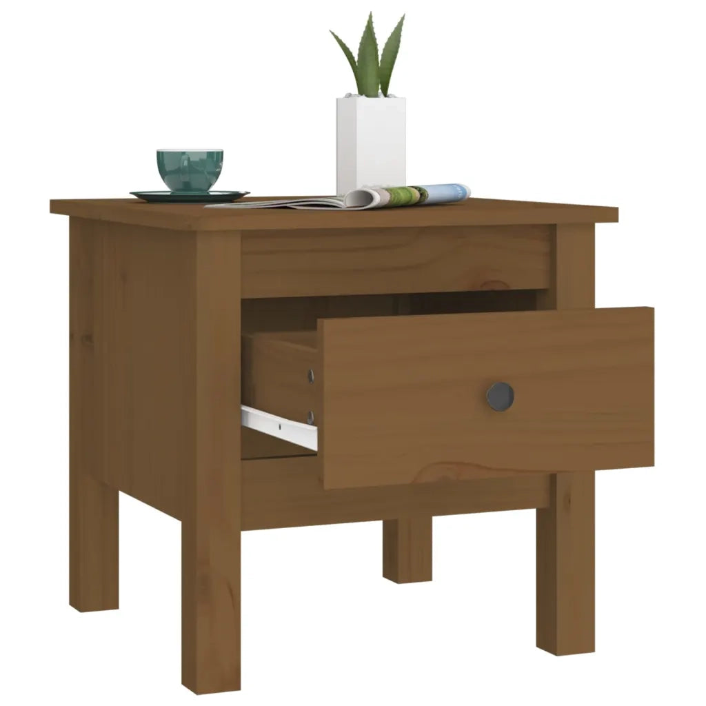 Tavolini 2 pz Ambrati 40x40x39 cm Legno Massello di Pino 813791