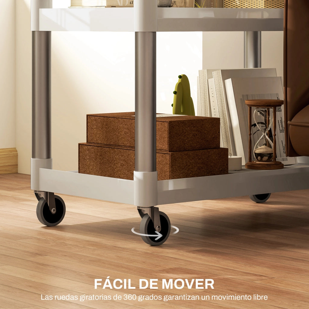 Carrello da cucina 3 livelli ¨C zephmum ¨C 88x44x93 cm bianco