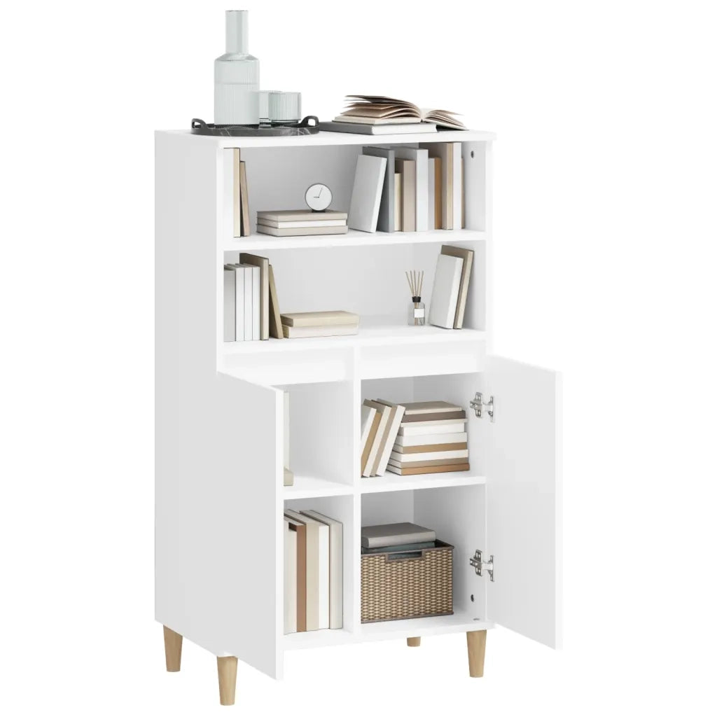 Credenza Alta Bianca 60x36x110 cm in Legno Multistrato 821220