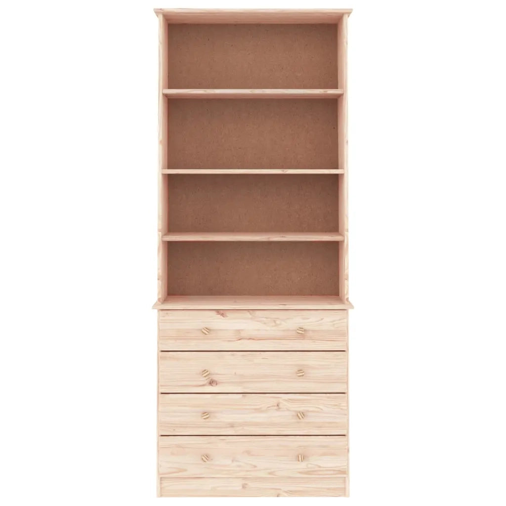 Libreria con Cassetti ALTA 77x35x186,5cm Legno Massello di Pinocod mxl 105796