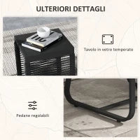 Set da Giardino in Rattan con 2 Poltroncine con Cuscini e Tavolino da Caffè in Vetro, Nero