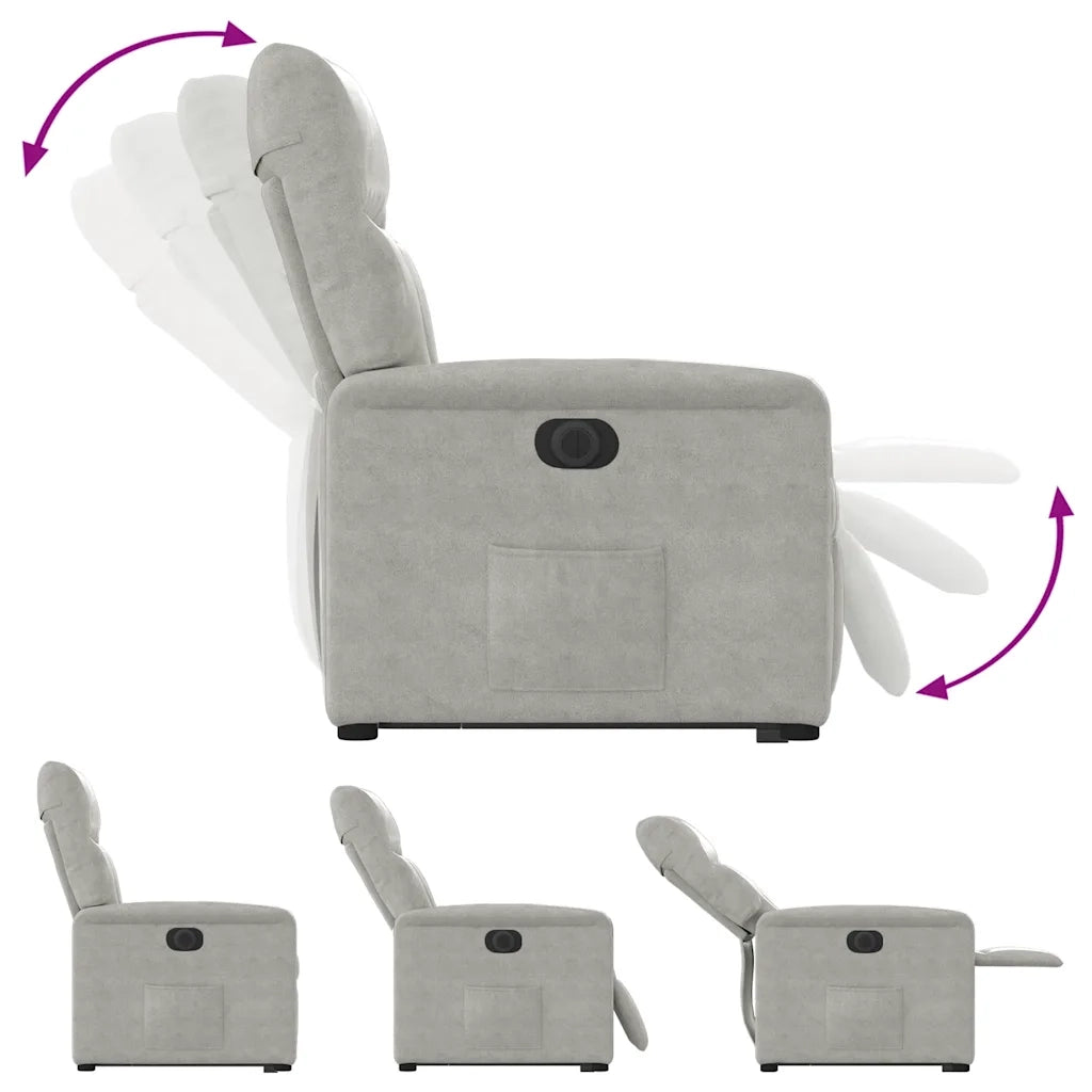 Poltrona a Rialzo Reclinante Elettrica Grigio Chiaro Microfibra 3303102