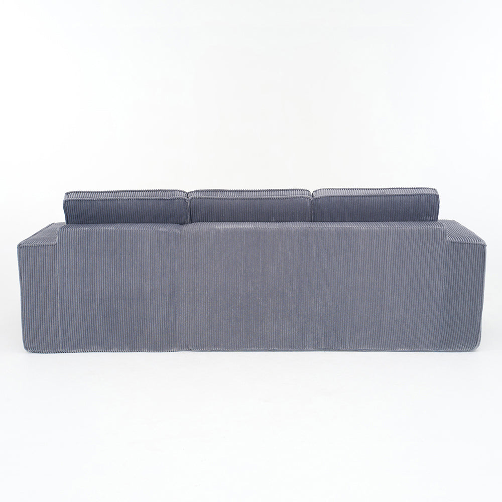 Divano angolare in velluto costato - Xylo - 2 posti + chaise longue, schiuma ad alta densit¨¤, grigio