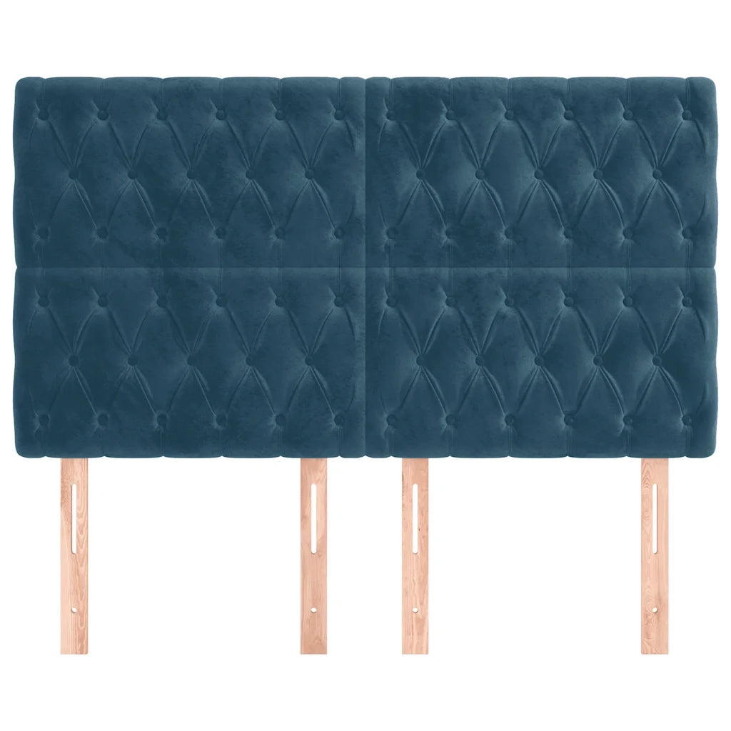 Testiera | Testata Blu Scuro 144x7x118/128 cm Velluto