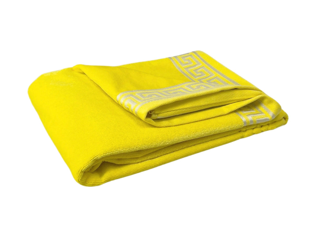 Telo Mare Jacquard Spugna Asciugamano Spiaggia Disegno Cameo Fluo - Telo Mare - Giallo