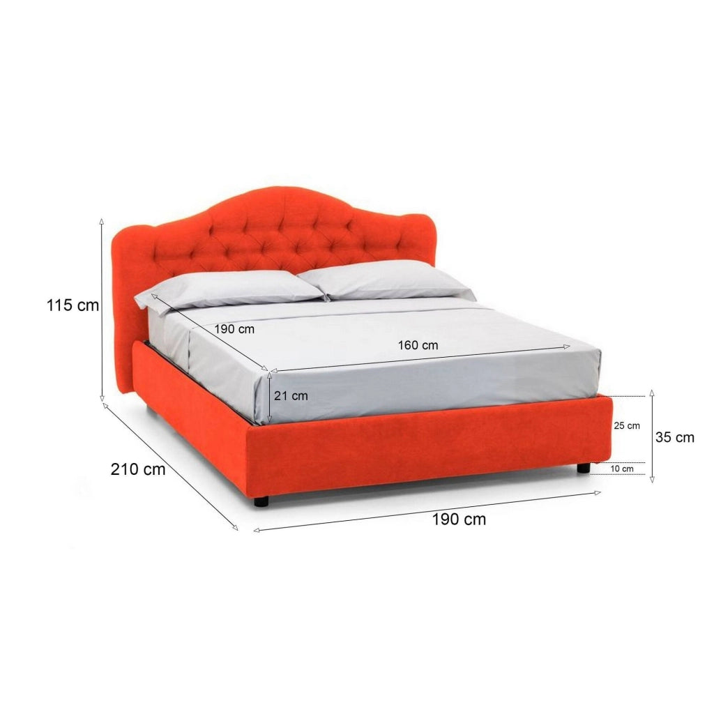 Letto Matrimoniale Allik, Letto Matrimoniale Materasso Incluso Made in Italy, Arancione